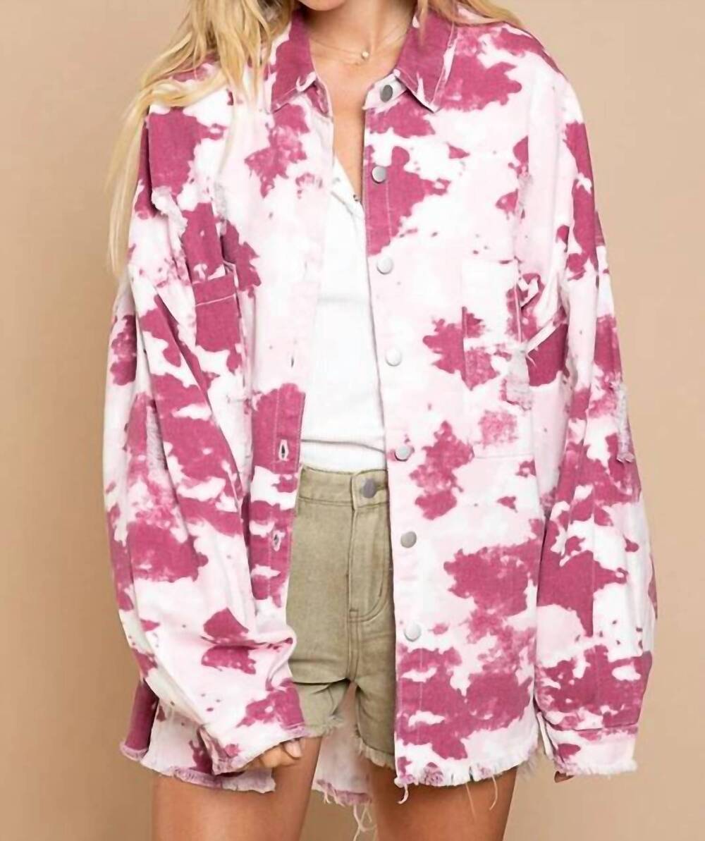 NEW POL cadee tie dye jacket in pink plum